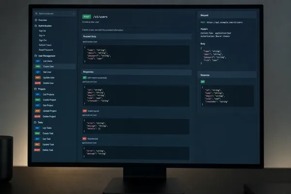 API documentation and integration code on a monitor